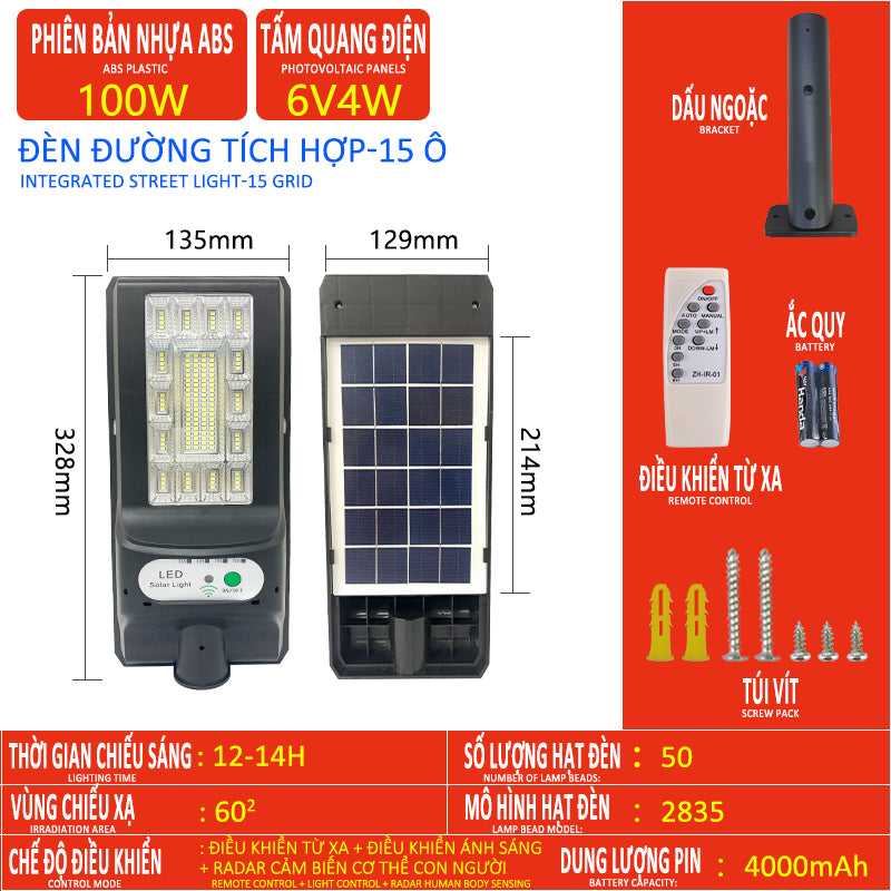 Solar lamp, high brightness LED lamp, suitable for indoor and outdoor lighting, indoor and outdoor use, multi-functional family fu street lamp