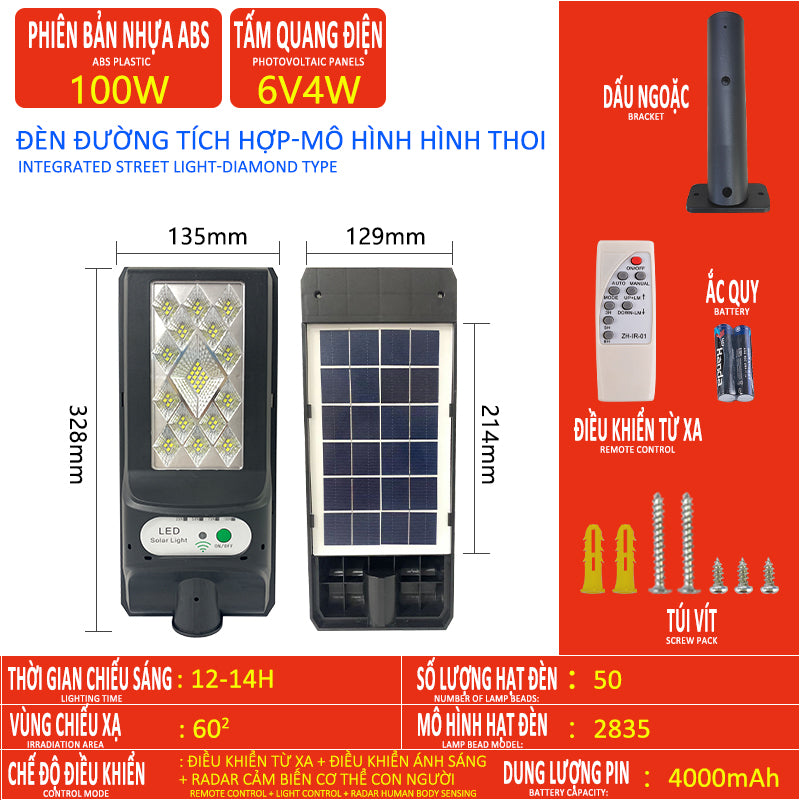 Solar lamp, high brightness LED lamp, suitable for indoor and outdoor lighting, indoor and outdoor use, multi-functional family fu street lamp