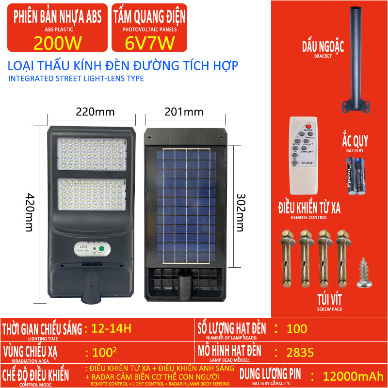 Solar lamp, high brightness LED lamp, suitable for indoor and outdoor lighting, indoor and outdoor use, multi-functional family fu street lamp