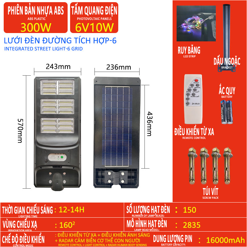 Solar lamp, high brightness LED lamp, suitable for indoor and outdoor lighting, indoor and outdoor use, multi-functional family fu street lamp