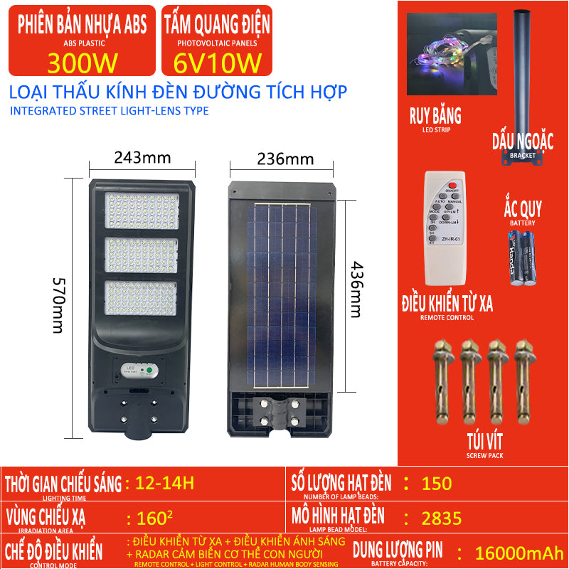 Solar lamp, high brightness LED lamp, suitable for indoor and outdoor lighting, indoor and outdoor use, multi-functional family fu street lamp
