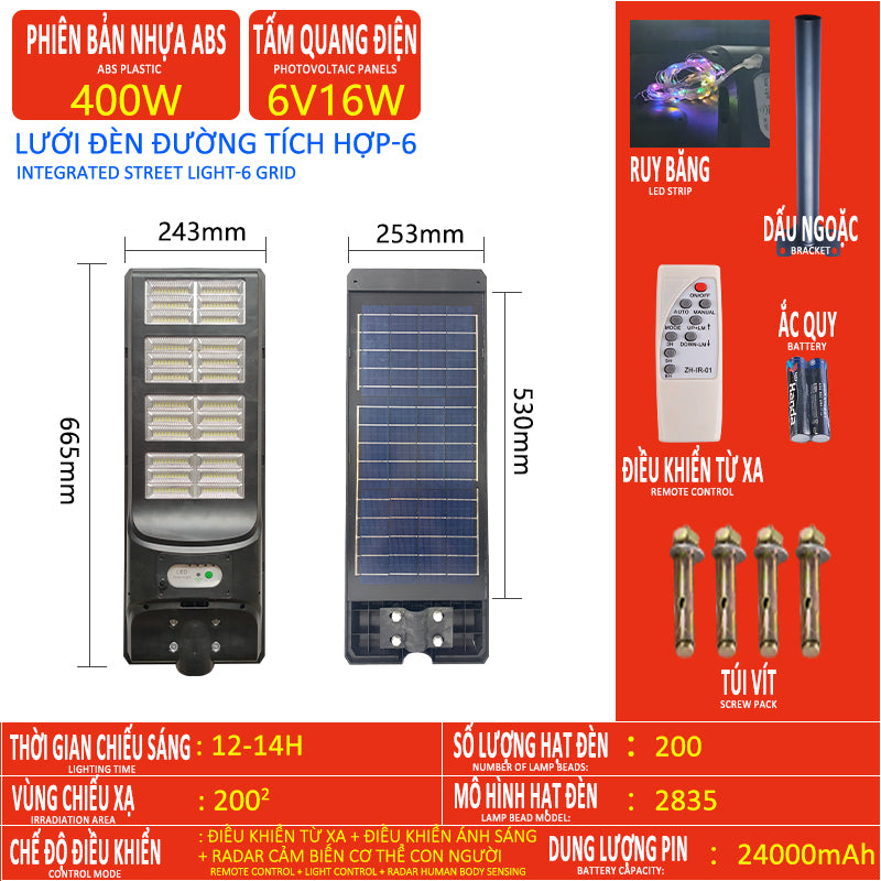 Solar lamp, high brightness LED lamp, suitable for indoor and outdoor lighting, indoor and outdoor use, multi-functional family fu street lamp