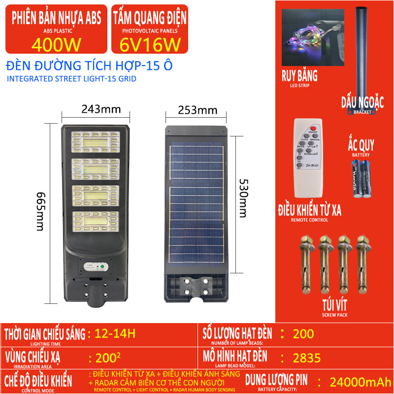 Solar lamp, high brightness LED lamp, suitable for indoor and outdoor lighting, indoor and outdoor use, multi-functional family fu street lamp